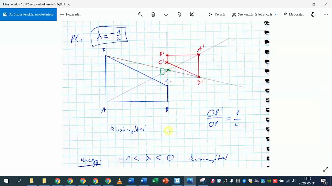 A középpontos hasonlósági transzformáció bevezetése - matematika, 8. osztály
