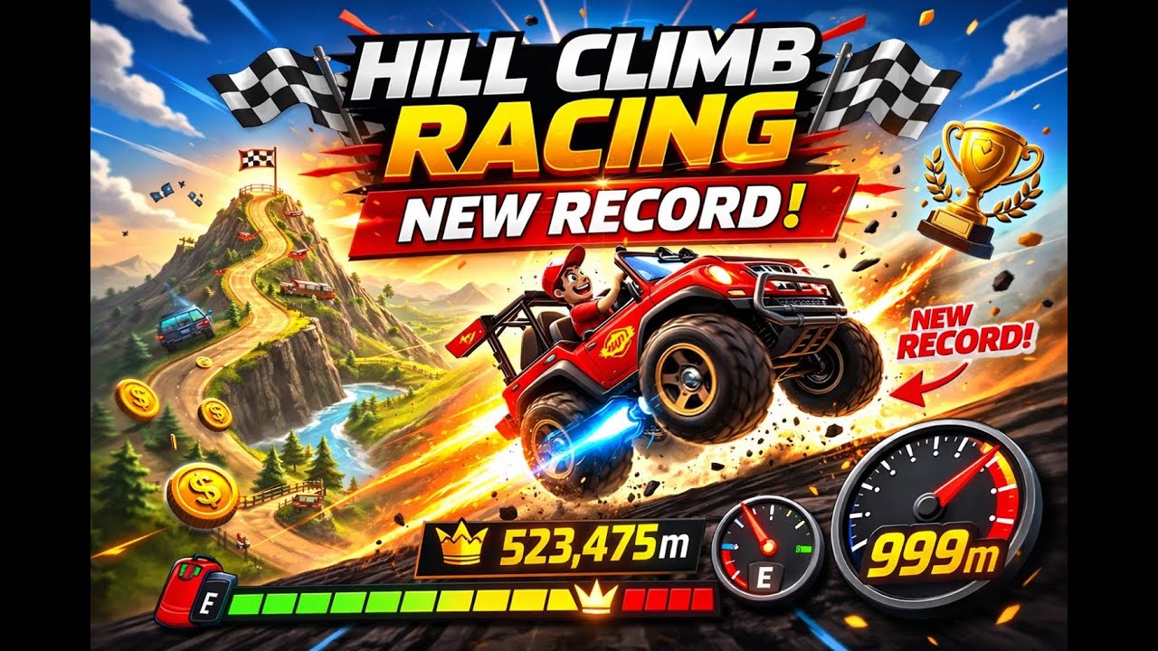 Hill climb racing New record #shorts