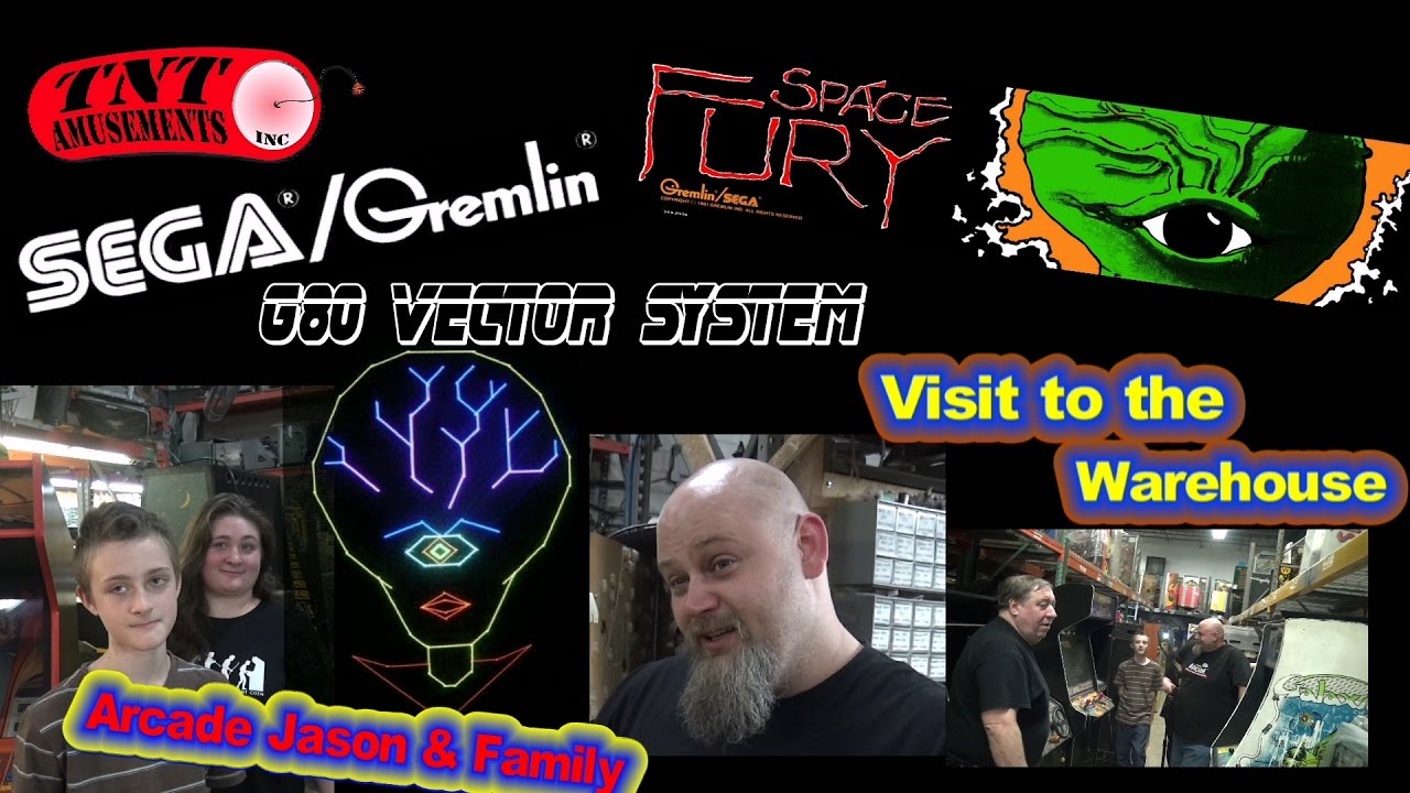 #1243  Sega Gremlin SPACE FURY Vector Arcade Video Game & Warehouse Tour- TNT Amusements