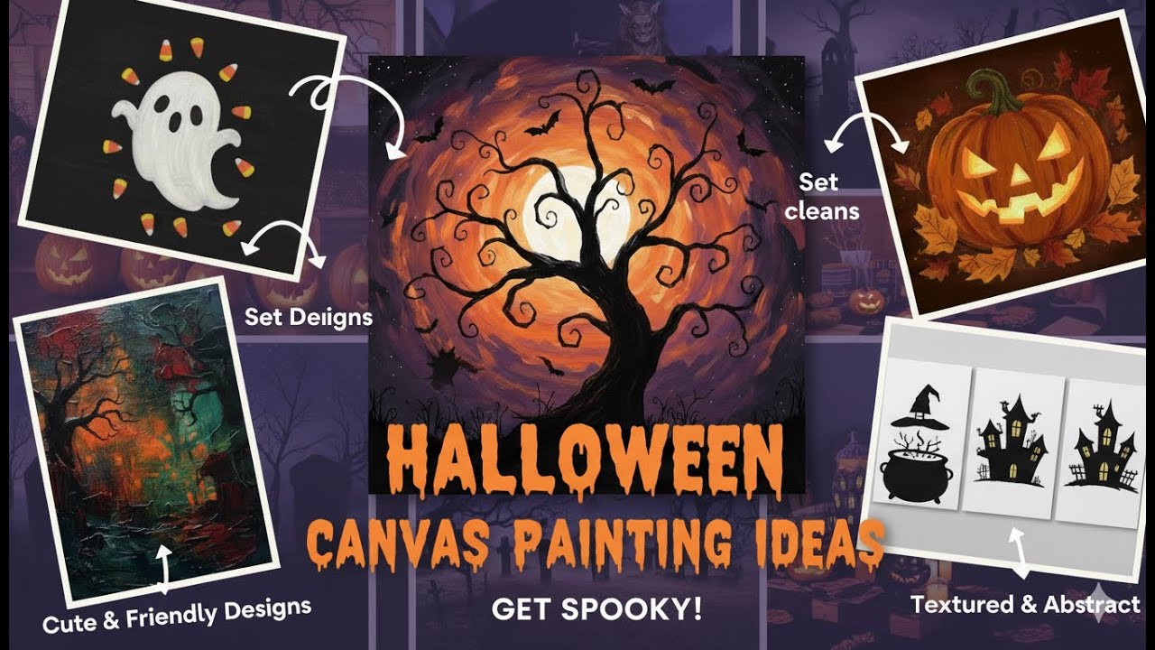 101+ Halloween Canvas Painting Ideas 2025 | Easy DIY Acrylic Pumpkins & Spooky Art