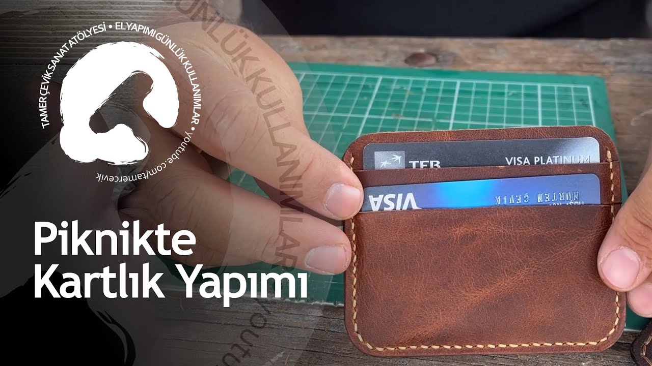 Piknikte El Yapımı Deri Kartlık | 3 Kart Bölmeli Pratik Kartlık/ BEDAVA KALIP PDF / FREE PATTERN