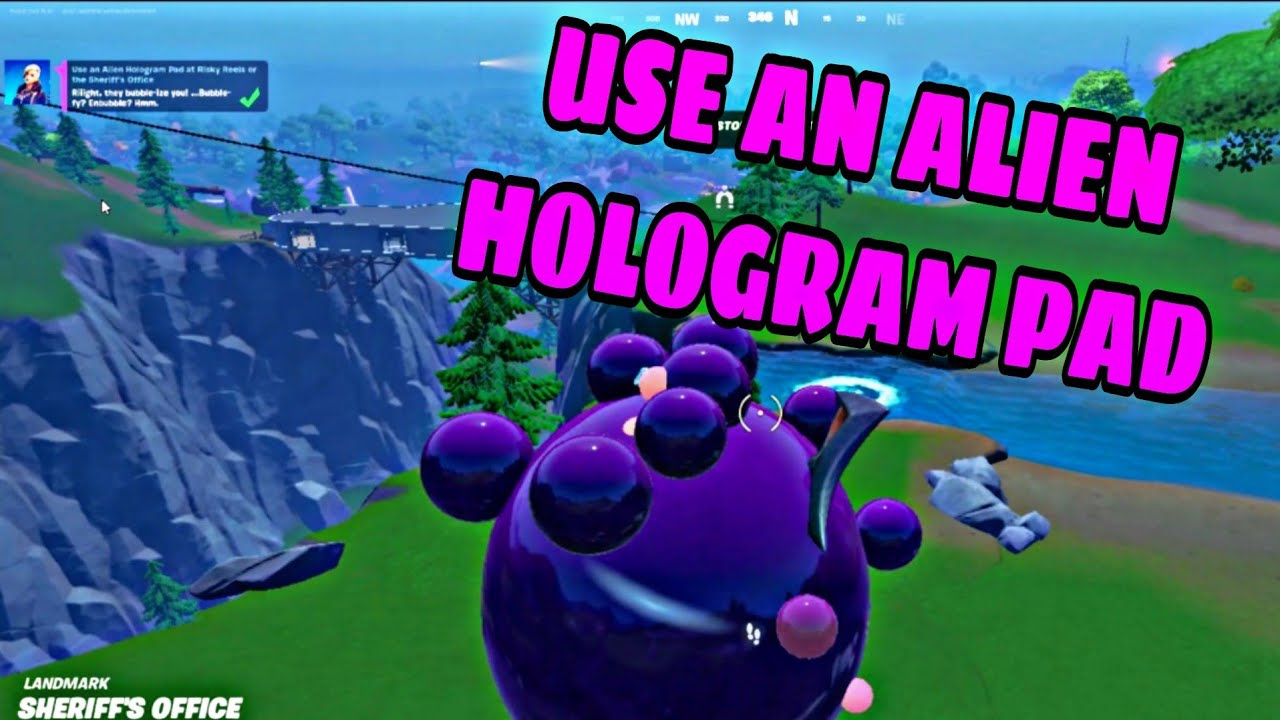 Use an Alien Hologram Pad at Risky Reels or the Sheriff's Office