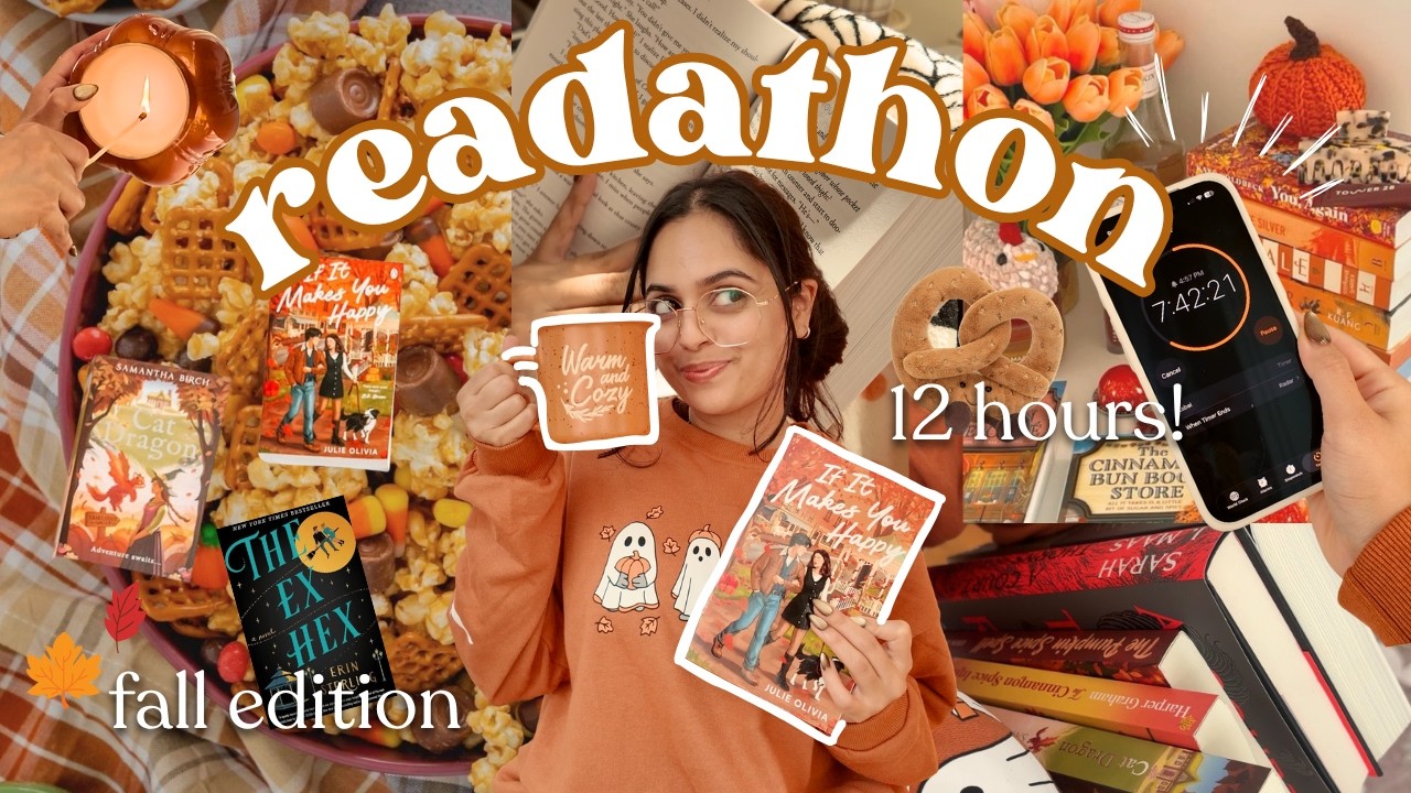 12-ЧАСОВОЙ МАРАФОН ЧТЕНИЯ *осенний выпуск* 🕰️🍂☠️🍁 охота за осенними закусками, чтение осенних кни...