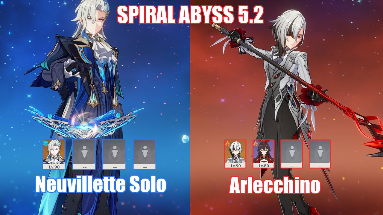 C1 Neuvillette Solo & C0 Arlecchino | Spiral Abyss 5.2 | Genshin Impact