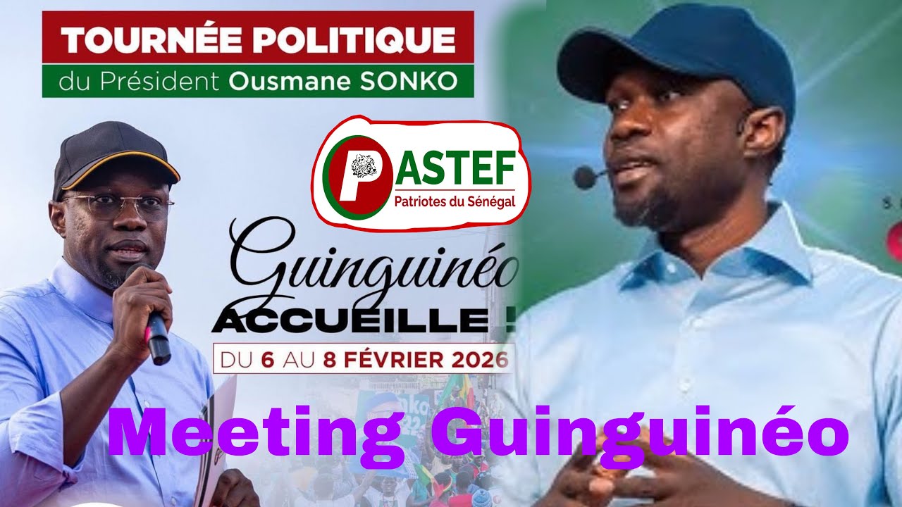 Direct Mega Meeting de Ousmane Sonko à Guinguineo...