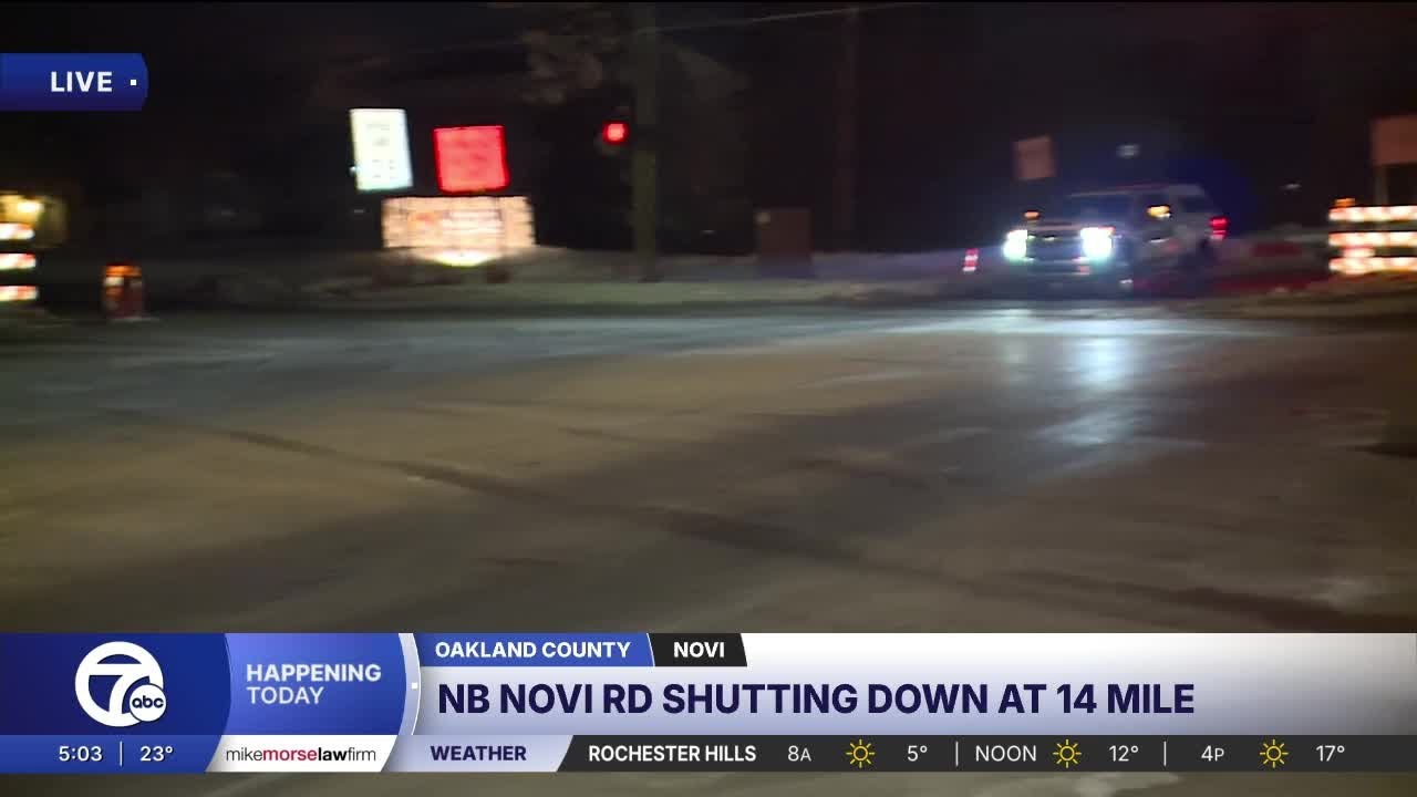 Crews shutting down portion of Novi Road at 14 Mile for water main repair