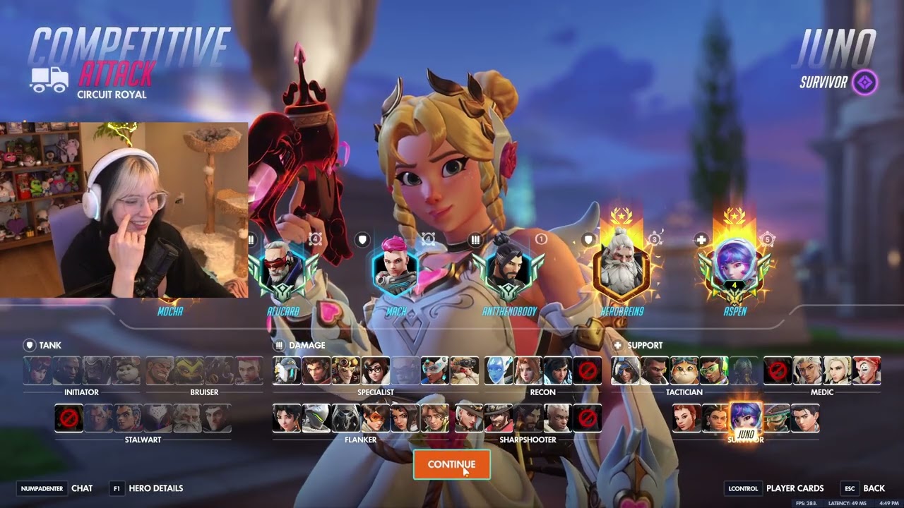 18 000 исцелений! Безумная Джуно из Аспен, геймплей Overwatch, 1 сезон.
