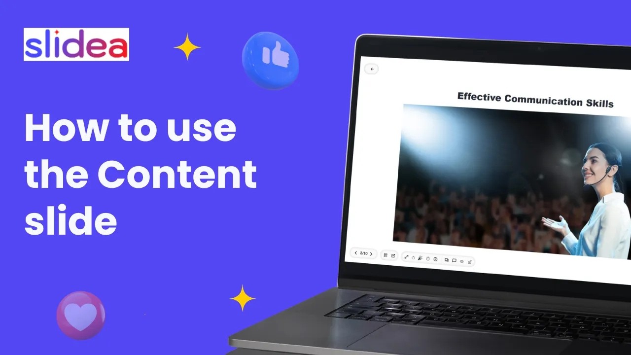 How to use the Content slide in Slidea