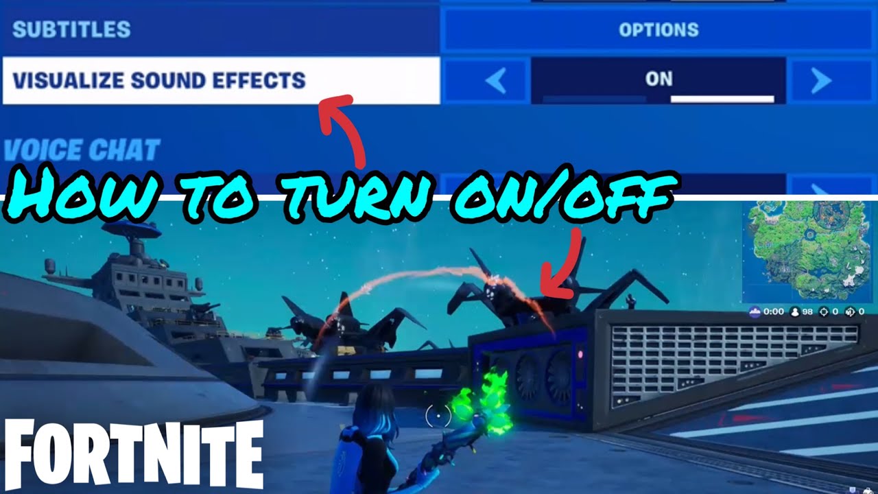 How to turn visualize sound effects on/off in Fortnite