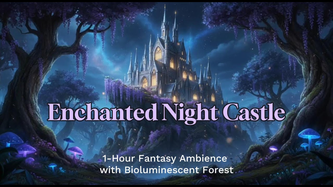 Enchanted Night Castle | 1-Hour Fantasy Ambience with Bioluminescent Forest