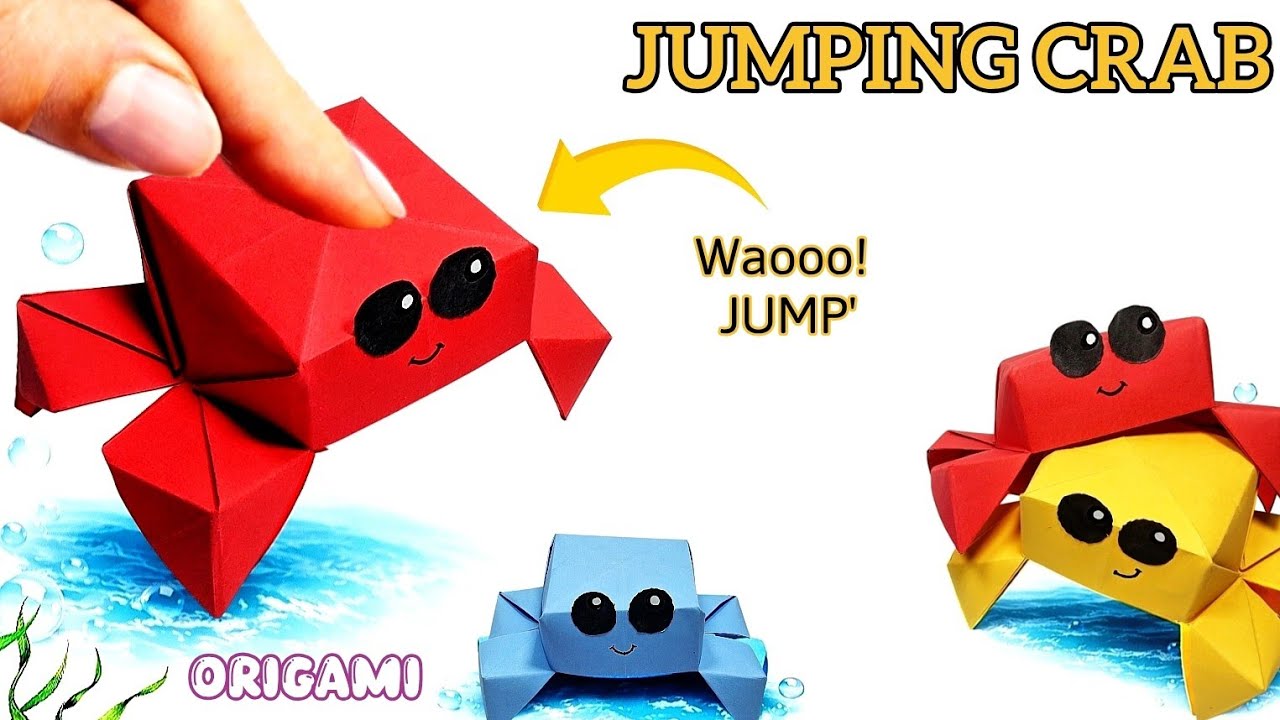 Origami Paper Jumping Crab 🦀|It's Really JUMP'S!✨|Easy Paper Craft|Paper Toy|Origami Craft World 
