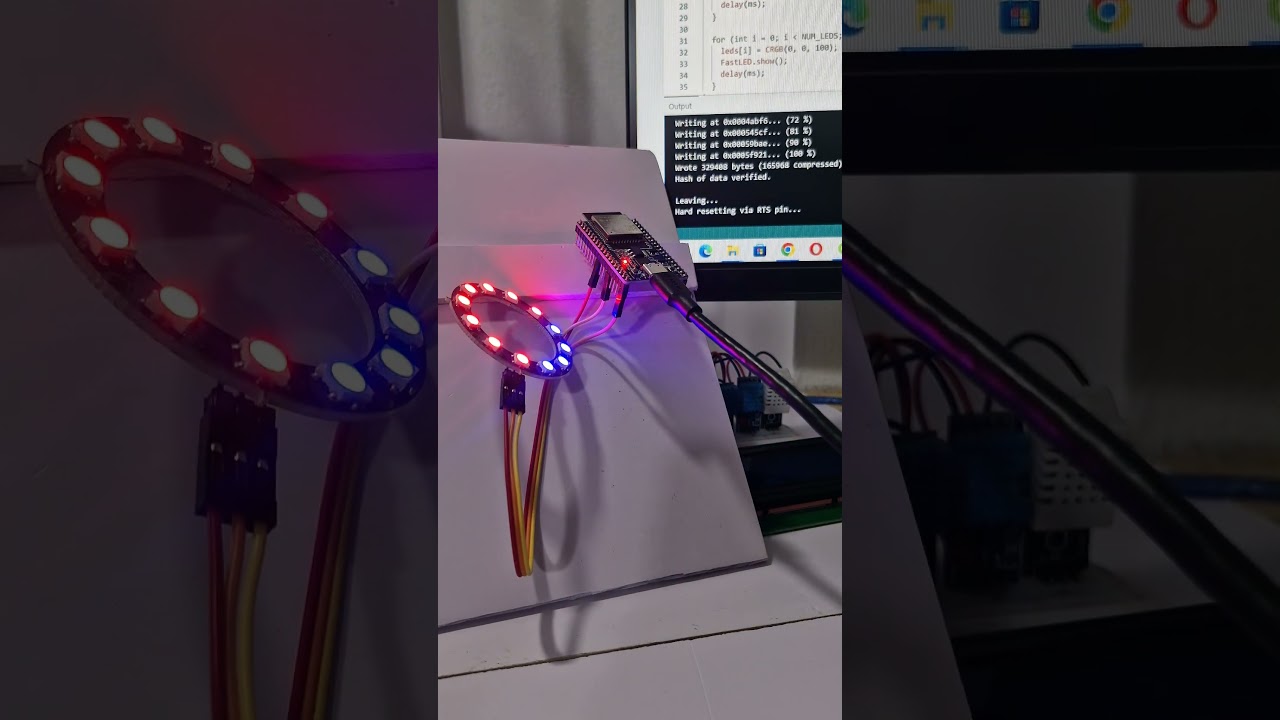 ESP32-WROOM-32D WS2812B RGB Led Ring #arduino #esp32 #ws2811 #ws2812