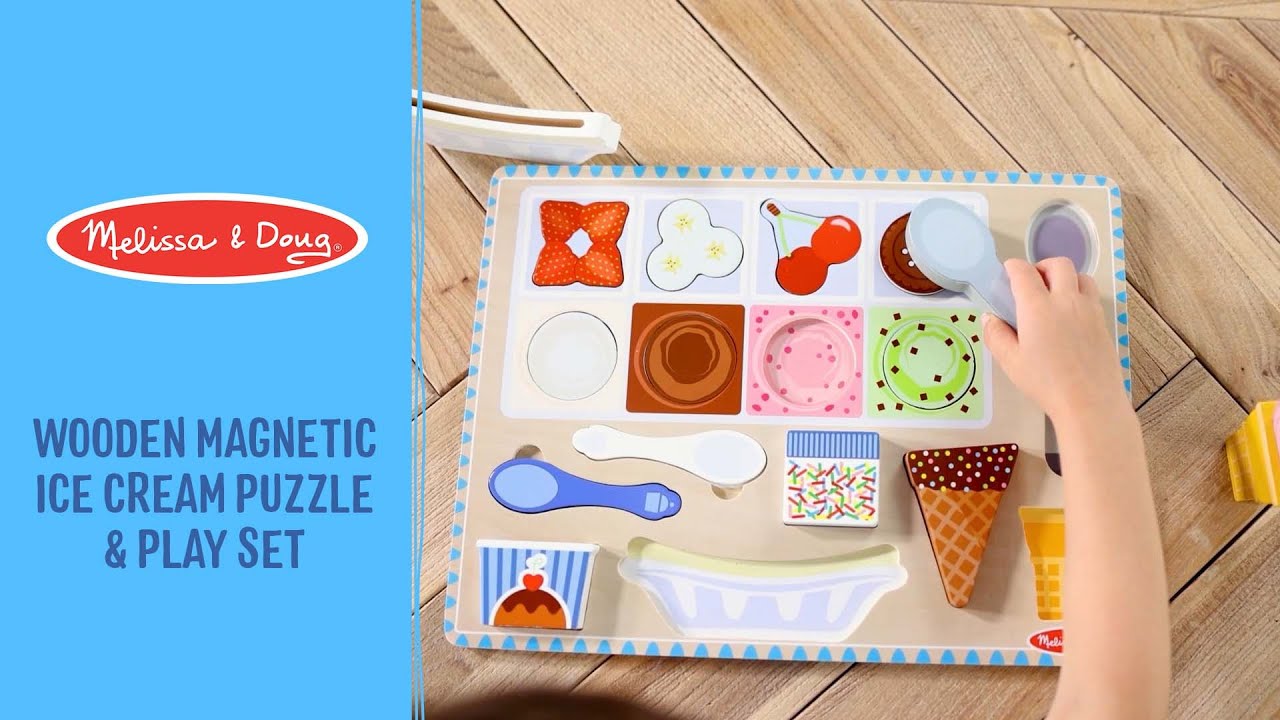 Melissa & Doug Wooden Magnetic Ice Cream Puzzle & Play Set - 16 Pieces