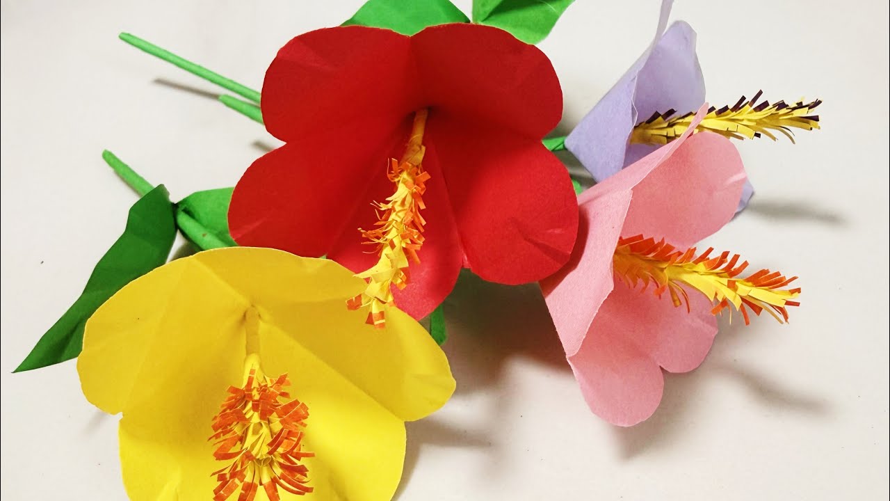 How to make hibiscus flower 🌺 || Color paper 
