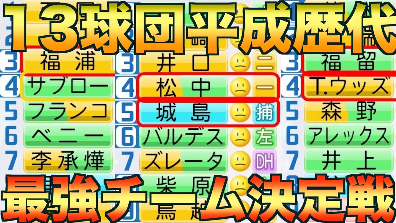 【ダイハード打線復活】13球団の平成歴代最強年度チームだけでペナントしたらどこが優勝するのか【パワプロ2019】