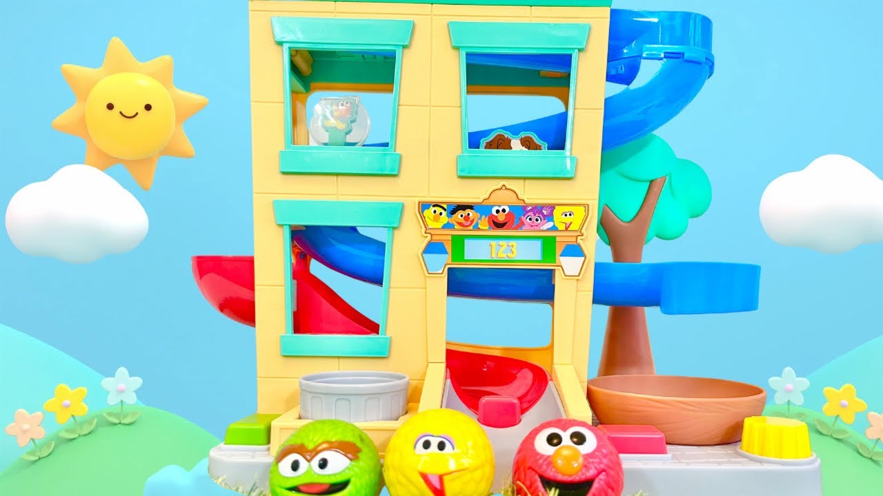 SESAME STREET Round The Neighbourhood BALLS Toy Unboxing and Kitten Fun!