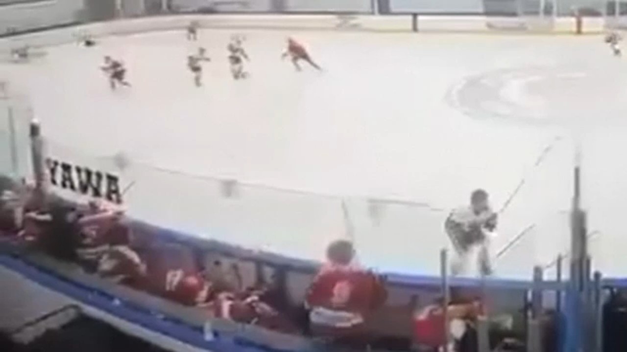 Video shows gunfire break out at Rhode Island high school hockey game