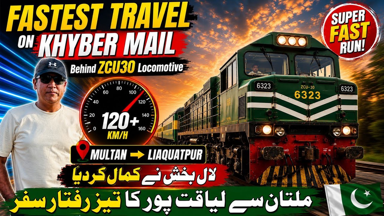 Multan to Liaquatpur Fastest Travel on Khyber Mail Behind ZCU30 Locomotive 