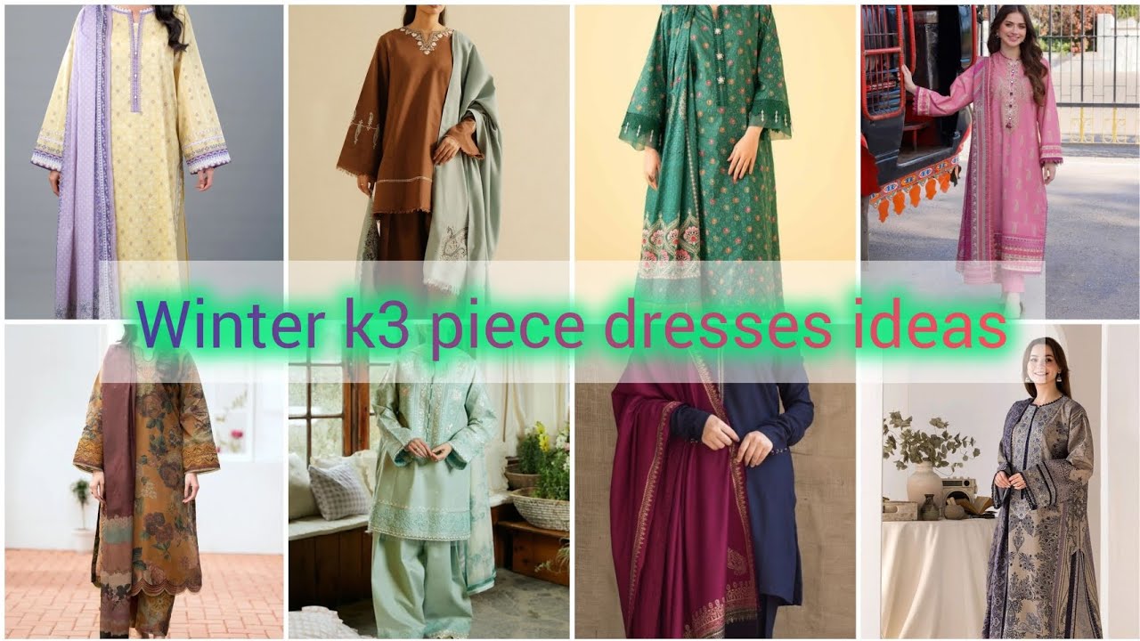Winter Printed 3 Piece Dress Designs | Fashion Ki Duniya