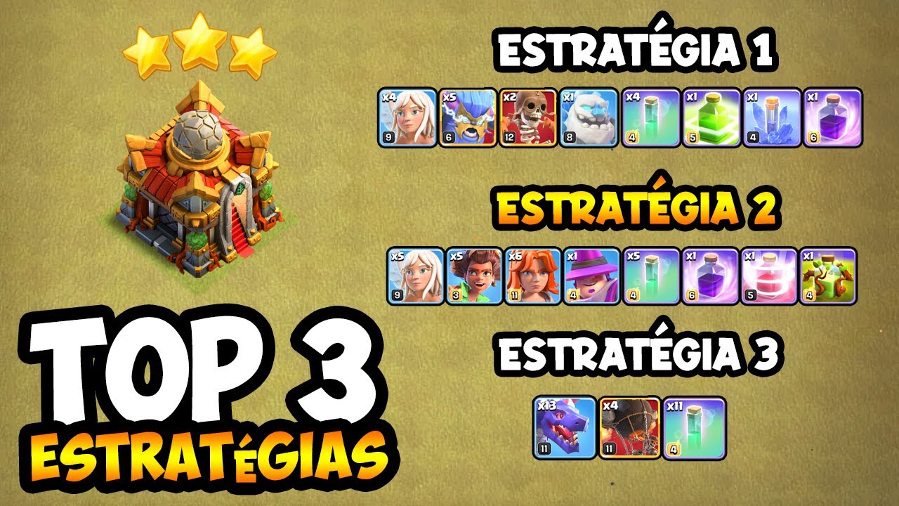 AS 3 MELHORES ESTRATÉGIAS DE ATAQUE GUERRA CV16 PARA 2026 NO CLASH OF CLANS!