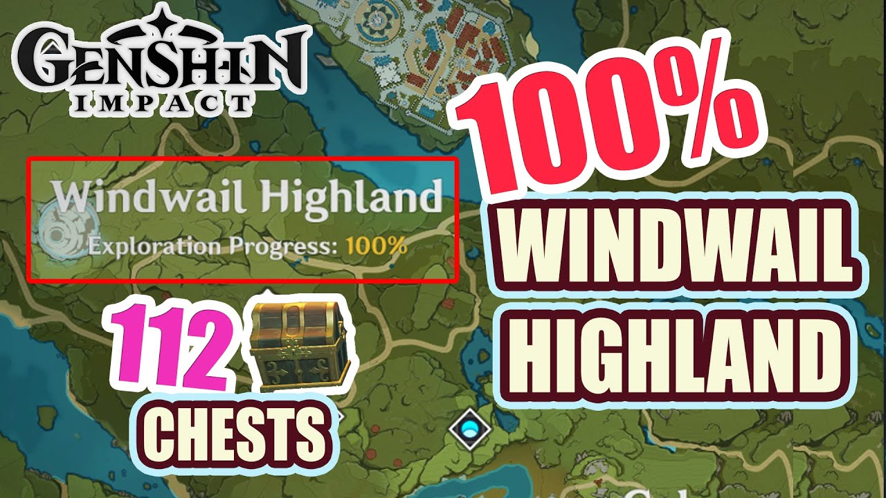 How to: Windwail Highland 100% Exploration ⭐  ALL CHESTS GUIDE 【 Genshin Impact 】