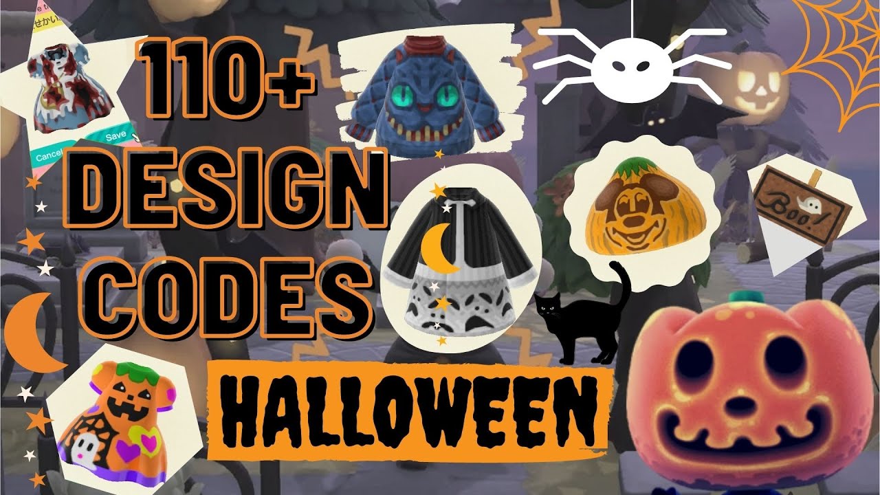 110 SPOOKY HALLOWEEN DESIGN CODES - CLOTHES + PATHS! ACNH / ANIMAL CROSSING NEW HORIZONS