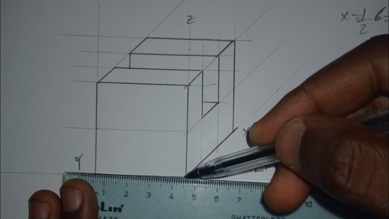 Como representar figura tridimensional em perspetiva axonométrica cavaleira 0⁰-45⁰📏📐