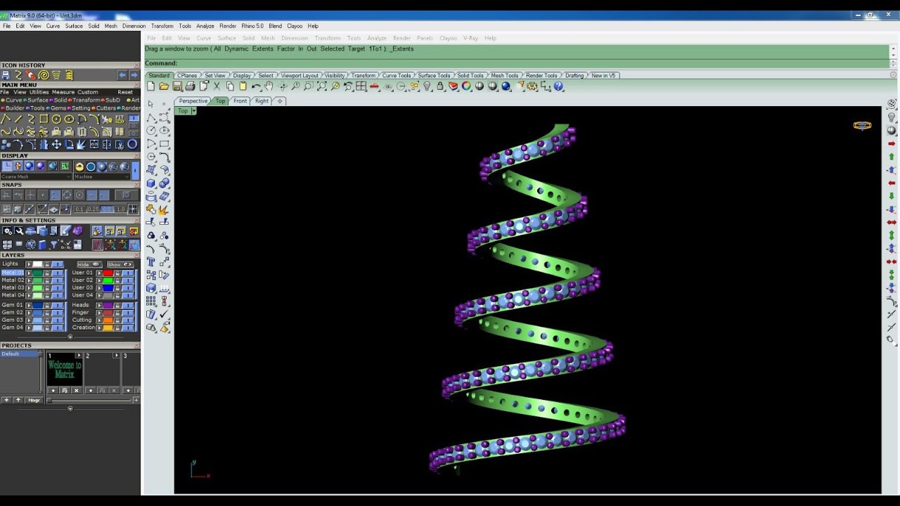 Rhino matrix class #84 | Computer Aided Jewellery CAD Design | Create pis design easy in jewellery