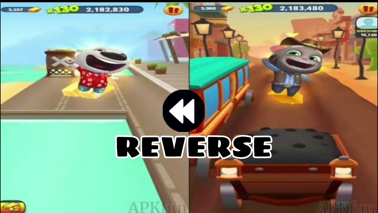 Talking Tom Gold Run Reverse - Haiwaiin Hank vs Cowboy Tom in the Wild West