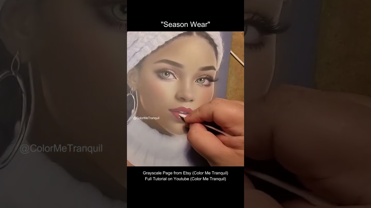 Season Wear 💖 Adult Coloring Timelapse 🎨 Grayscale Portrait with Pan Pastels