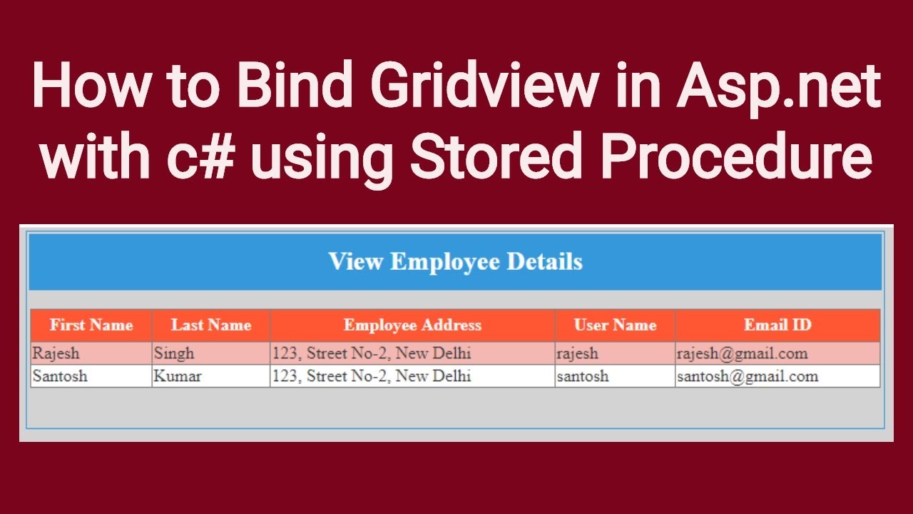 How to Bind Gridview in ASP.NET