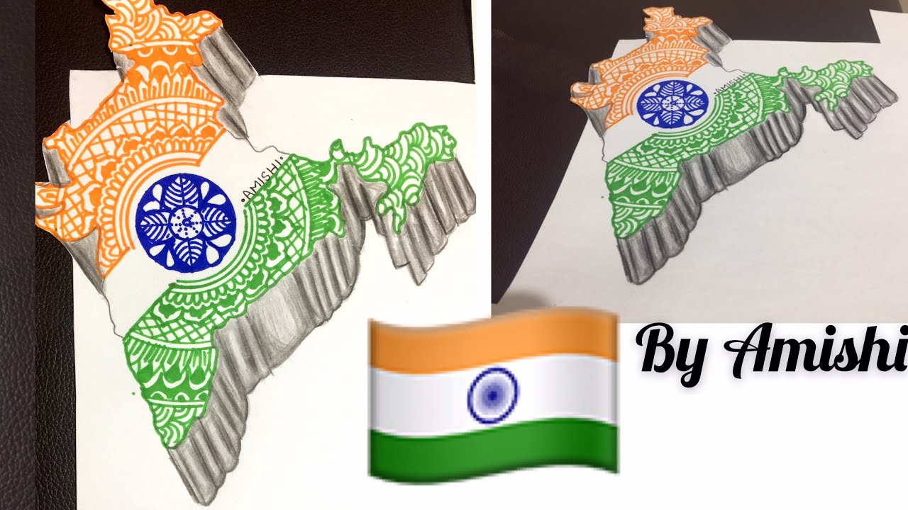 3D Indian Map 🇮🇳| amazing mandala art design by Amishi