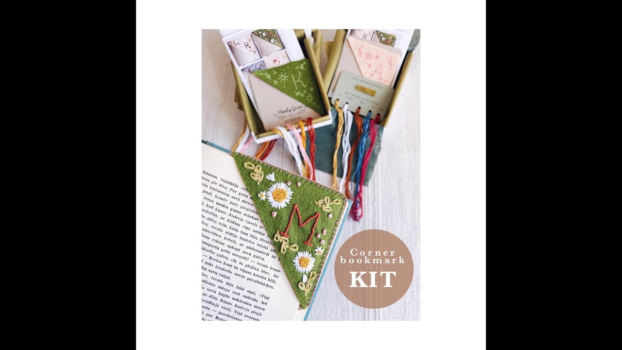 Personalised corner bookmark stitch-along/ easy floral embroidery