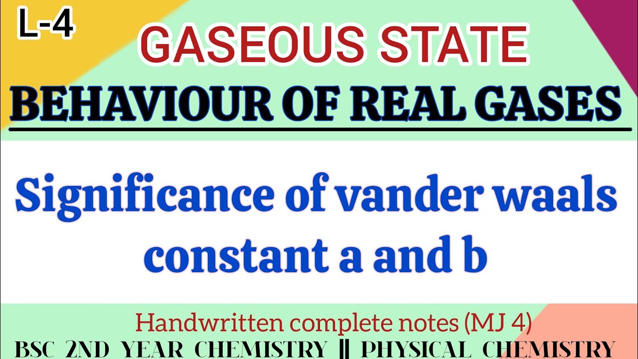 Significance of a and b|| vander waals constant|| Gaseous State #chemistry Sem 3 Bsc 2nd year #fyugp