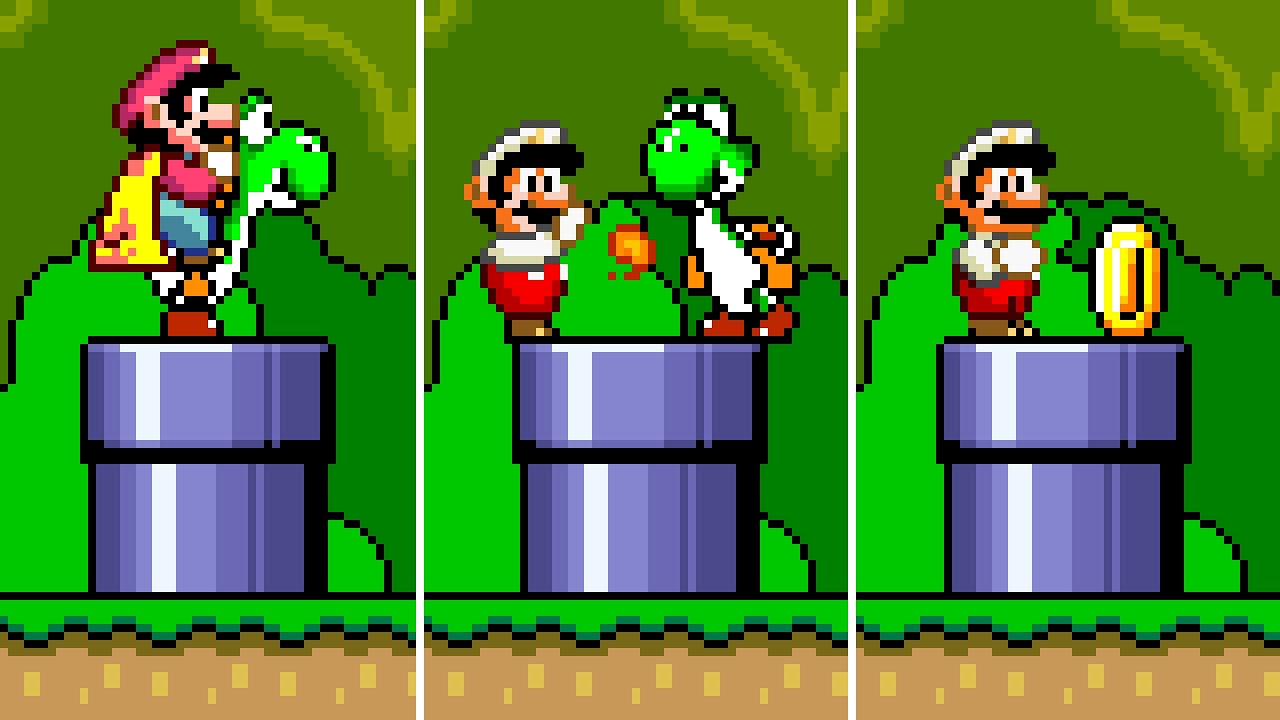Super Mario World - Mario Kills Yoshi (Glitch). ᴴᴰ