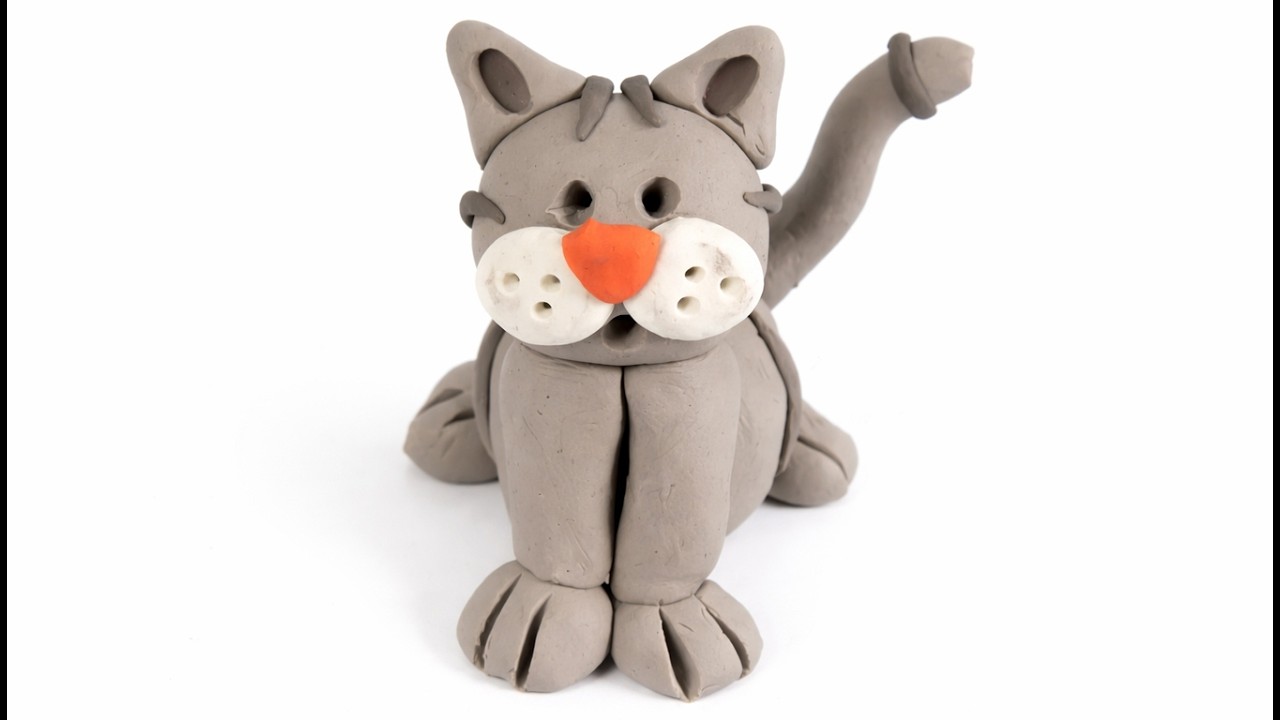 Cómo hacer un gato en plastilina paso a paso fácil en 5 minutos , explicado, arcilla polimérica,