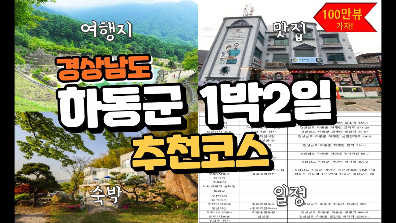 경상남도 하동군 1박2일 추천코스