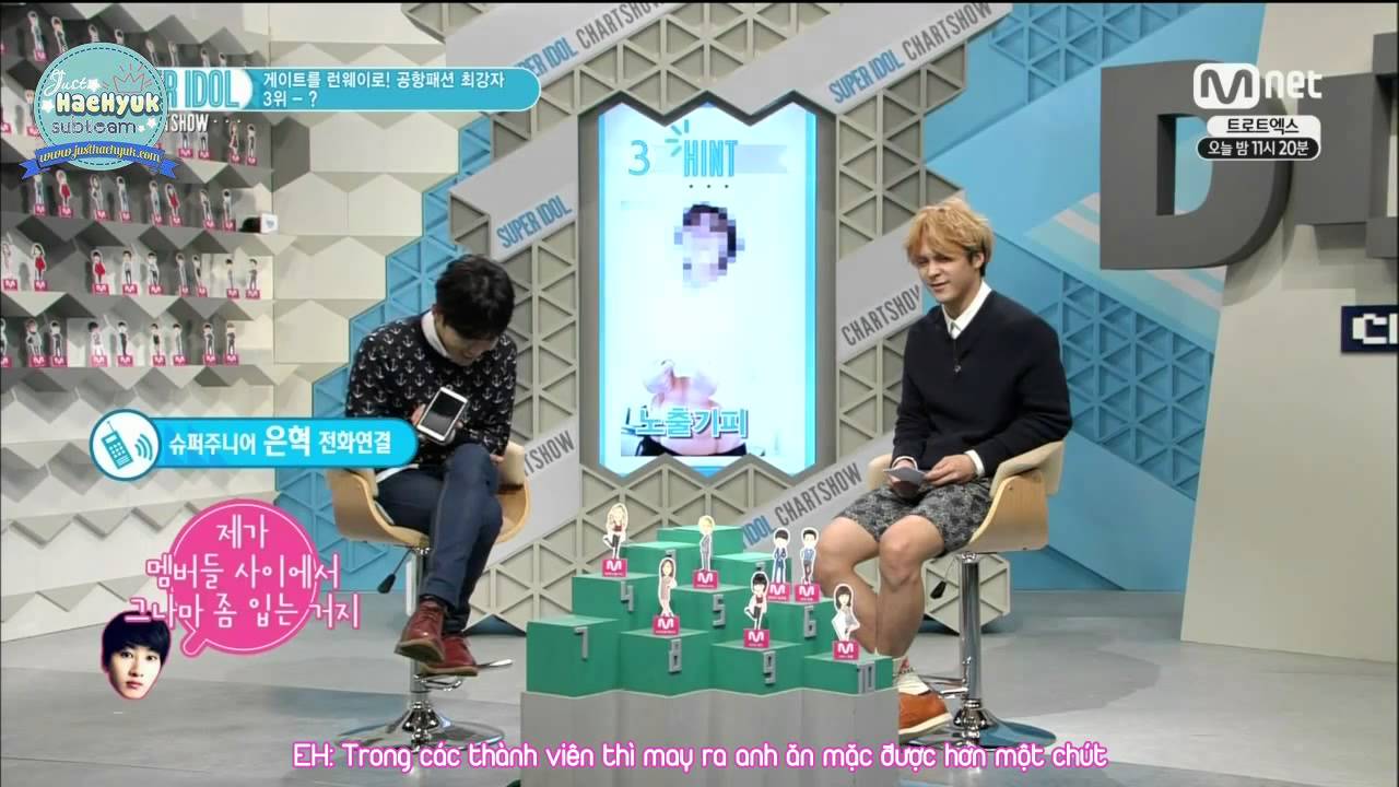 [JHH][Vietsub]140502 Super Idol Chart RyeoWook calling Eunhyuk for Best Airport Fashion