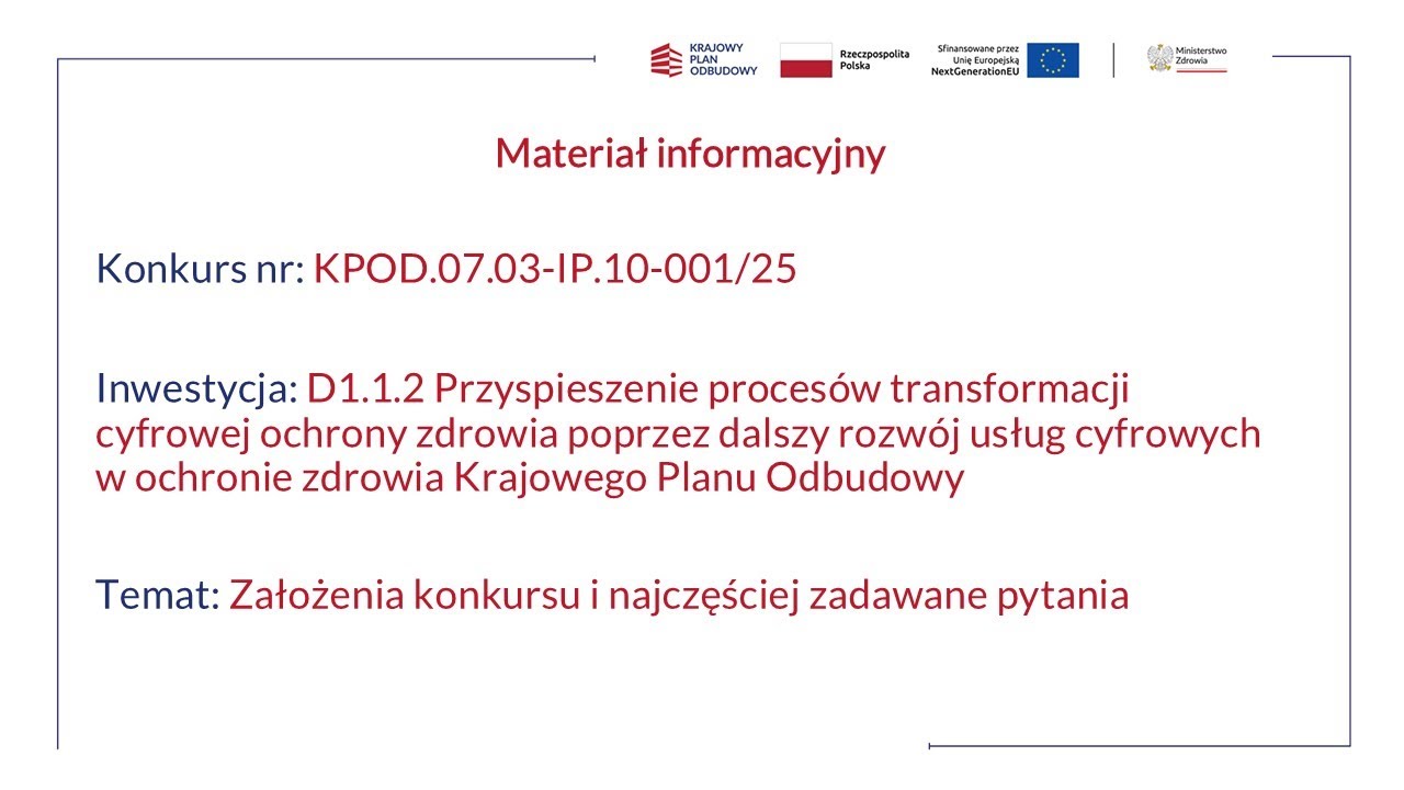 Założenia konkursu D1.1.2 i najczęściej zadawane pytania - KPO