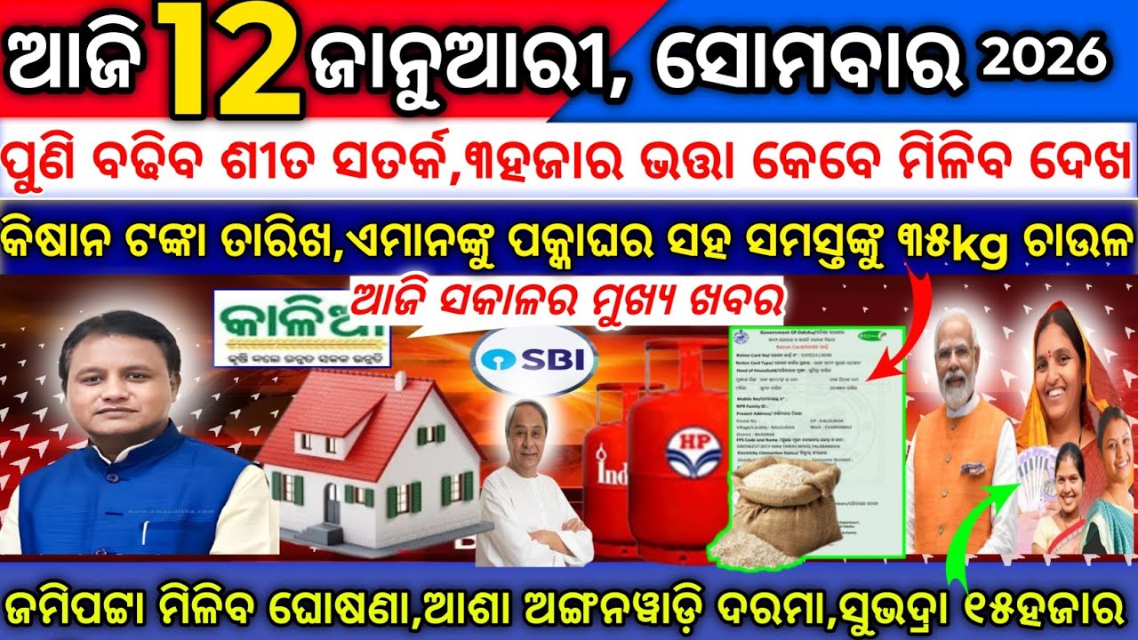 ଆଜିର ବଡ଼ ଖବର | Today big breaking news odisha |12 January 2026 | top 20 odia news today
