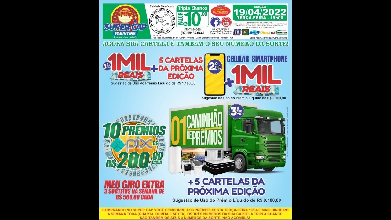 SORTEIO DE 19/04/2022 DO SUPER CAP PARINTINS