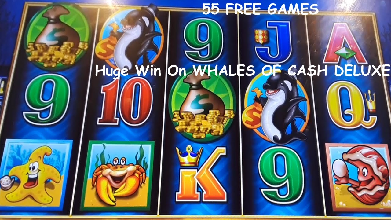55 Free Games HUGE WIN On WHALES OF CASH DELUXE Slot Machine - SunFlower Slots