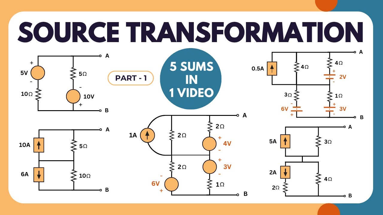 SOURCE TRANSFORMATION IN ELECTRICAL ENGINEERING 5 SOLVED PROBLEMS (PART 1)  