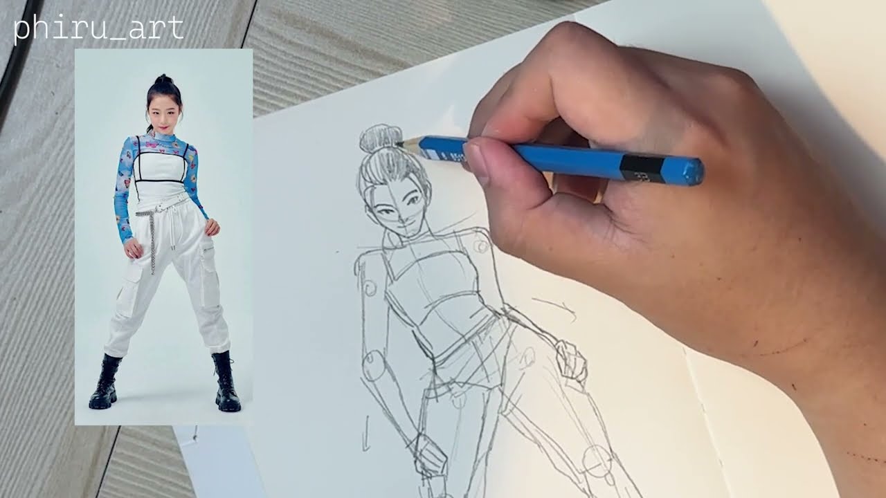 How to draw poses using a reference as guide / Draw with me sessions 