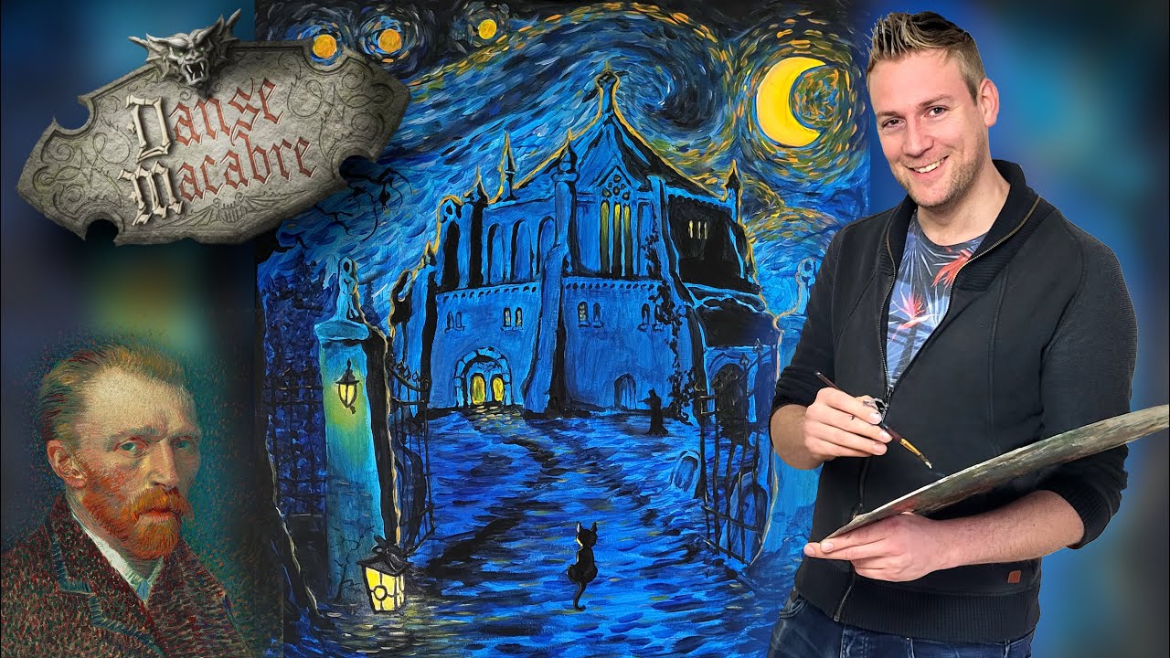 Danse Macabre Sterrennacht Van Gogh Stijl Schilderij 🎻👻  ► EMIEL SCHAAP ◄Van Gogh Efteling