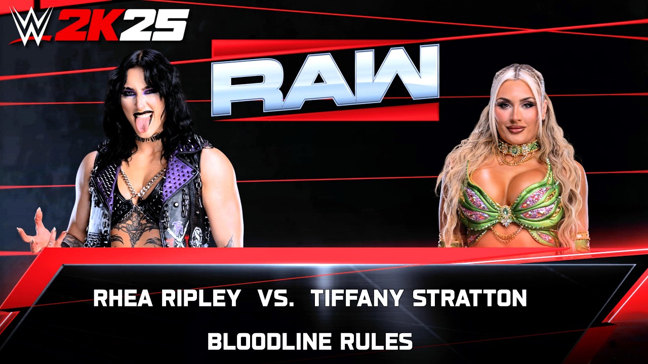 WWE 2K25 - Rhea Ripley vs. Tiffany Stratton [One on One] [Bloodline Rules] Raw, Niigata, Japan