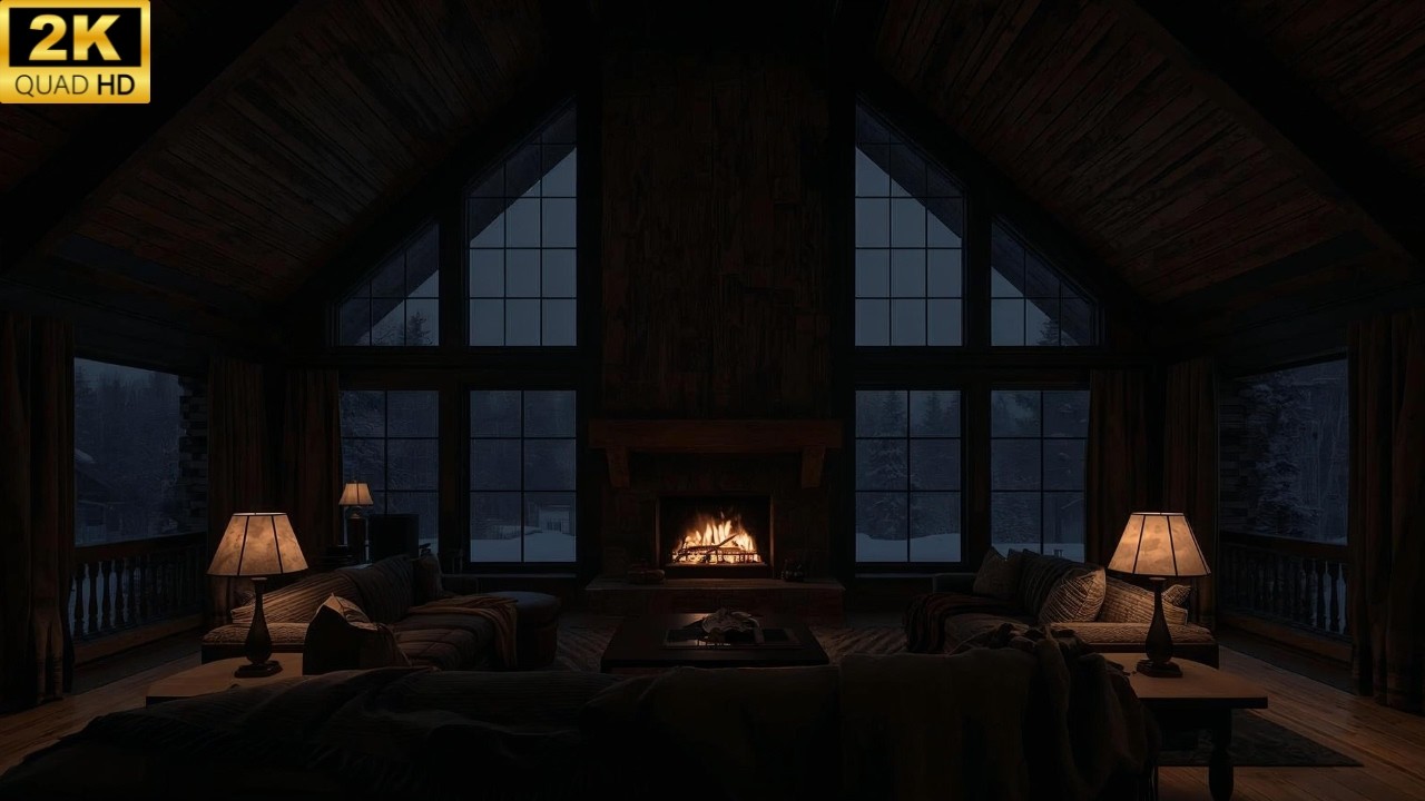 You’re Resting in a Dark Mountain Lodge Tonight 🌲🔥 | Grand Cabin Ambience for Sleep