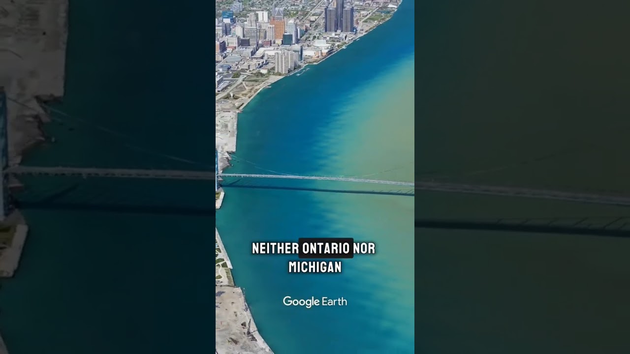 The Ambassador Bridge is the only US/Canada border crossing whete you head south to Canada 🤯 #ambass