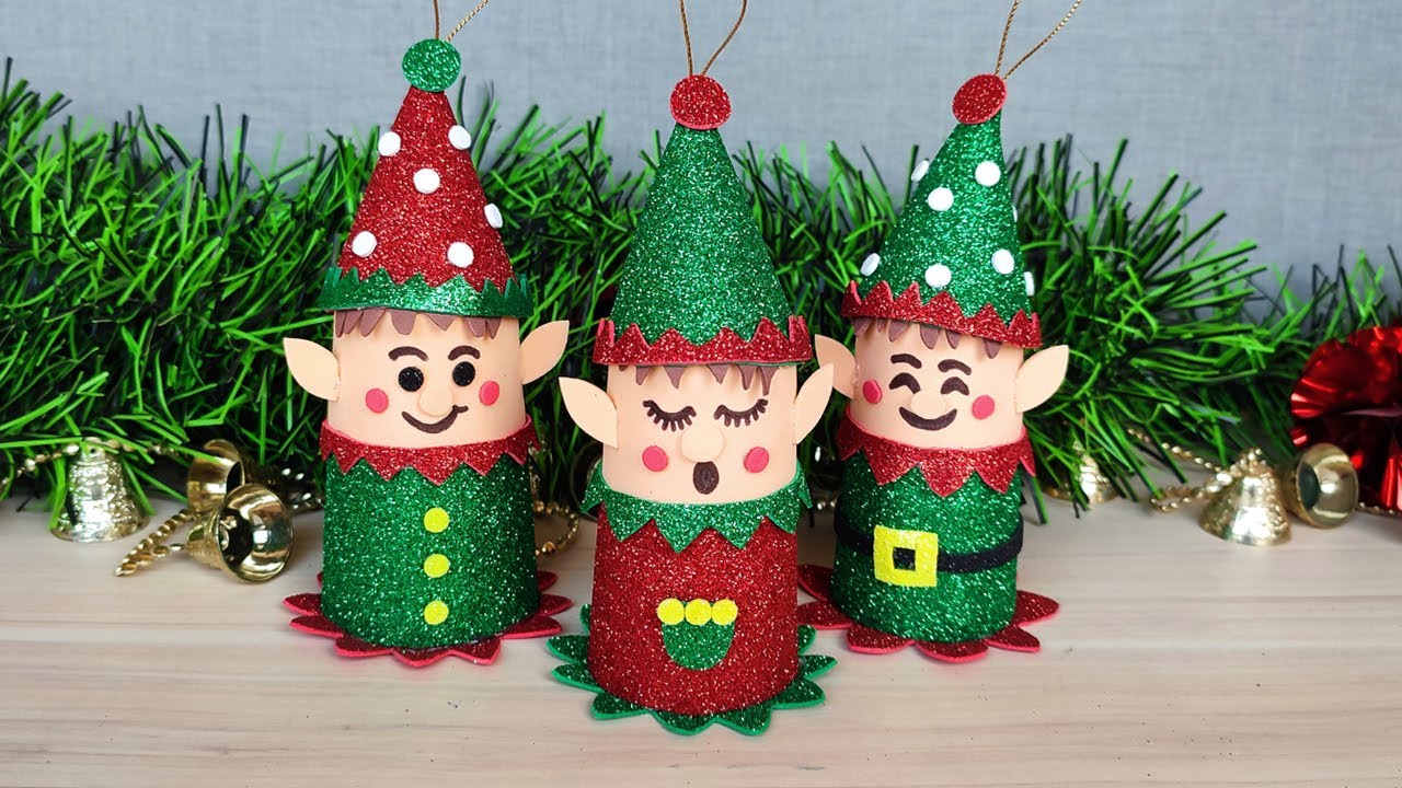 😍Paso a paso de forma fácil haz tus adornos Navideños 🎄Duendes Navideños de rollitos de papel