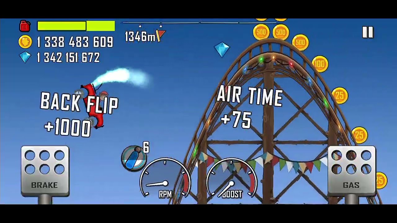 Driving Hill Climber in Roller coaster 🎢 stage Hill Climb Racing #hillclimbracing 